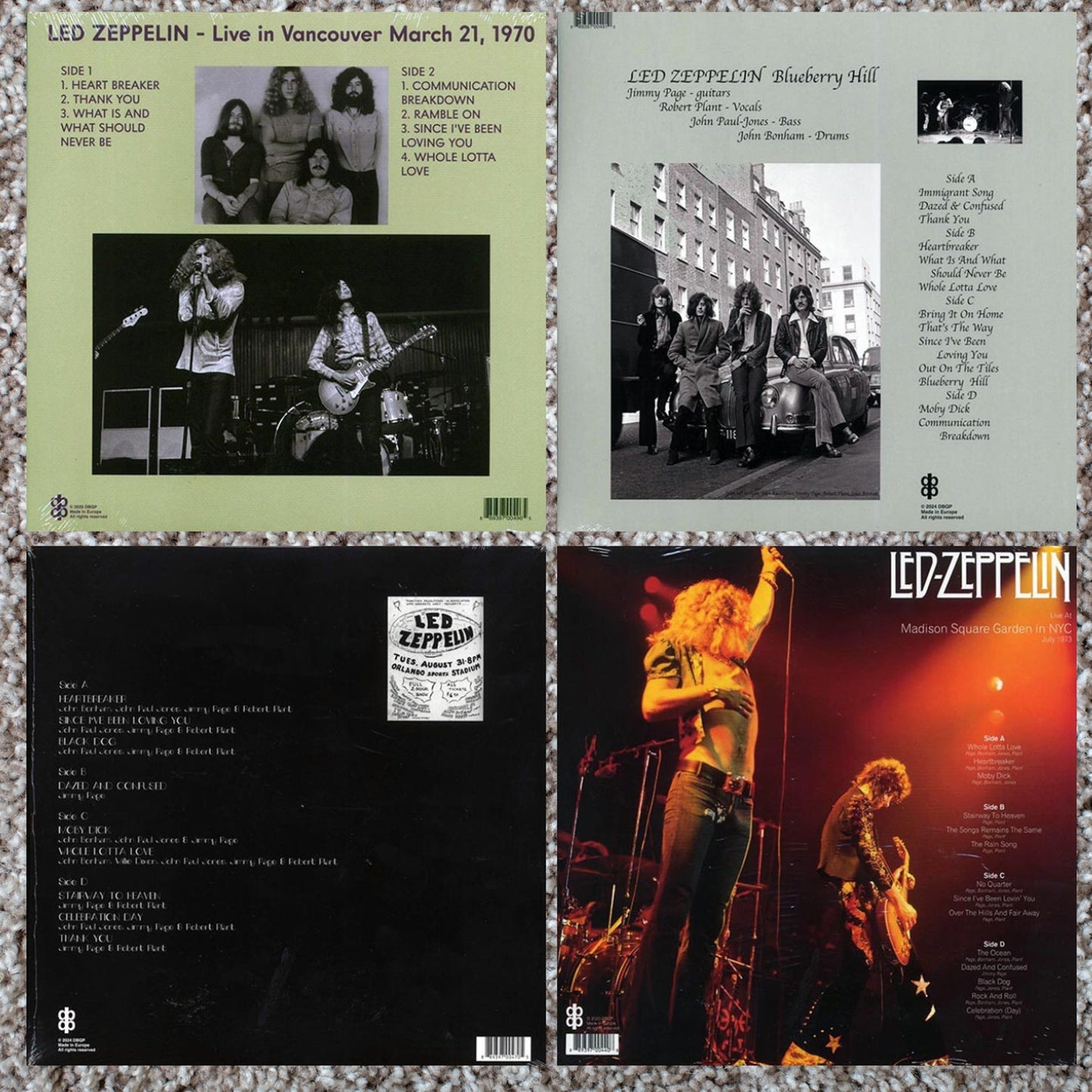 Led Zeppelin Lot of 4 Live Vinyl: MSG NYC Orlando Blueberry Hill Mudslide Ltd Ed